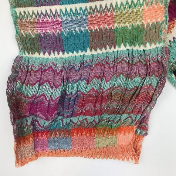 Tolani Multicolored Stripe ZigZag Pattern Ruched Fringe Scarf - Picture 9 of 12